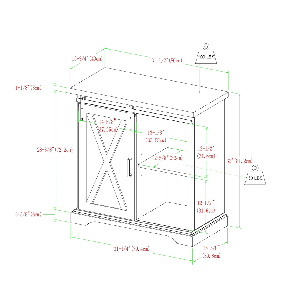 Grey Wash Sliding Barn Door Accent Cabinet N652114