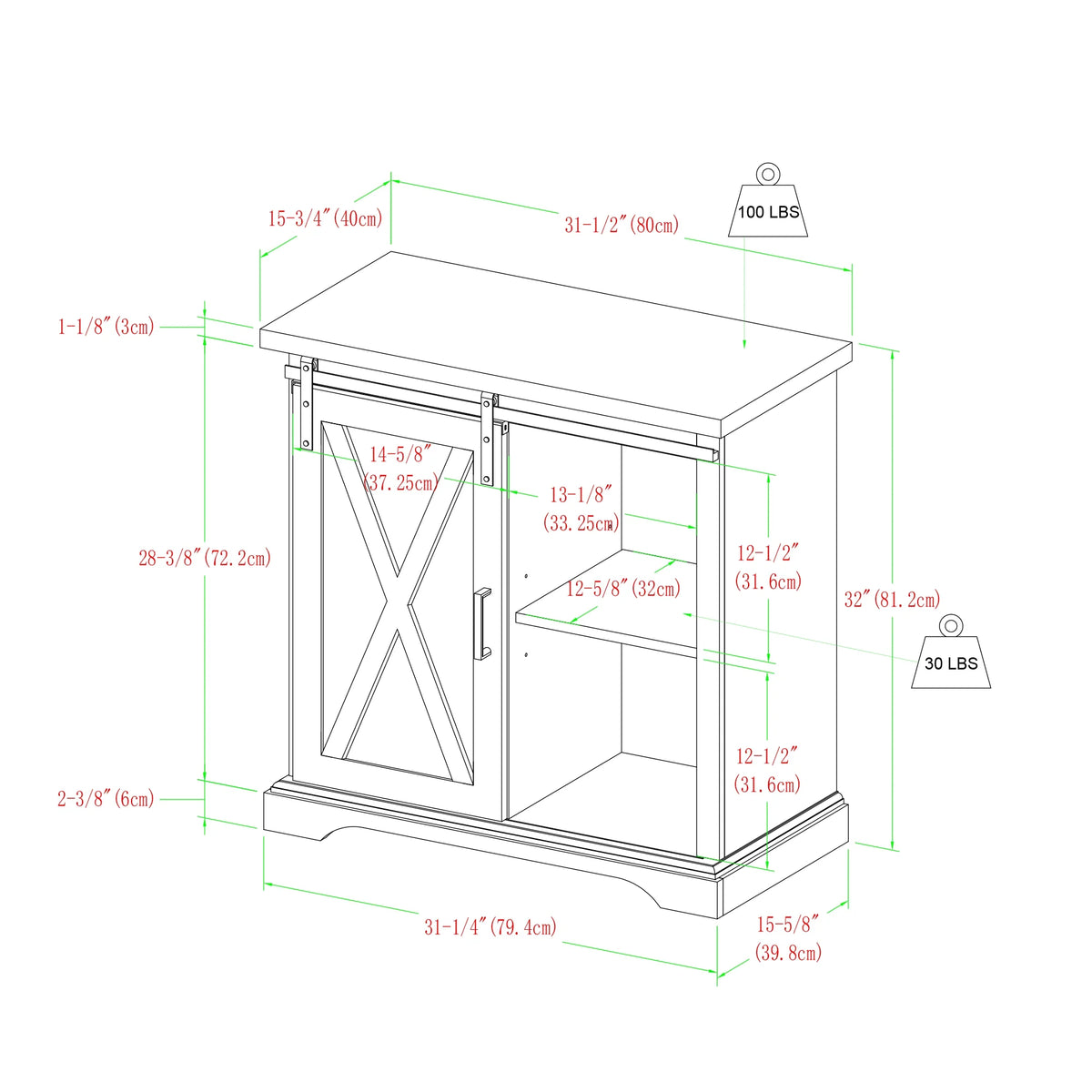 Grey Wash Sliding Barn Door Accent Cabinet N652114