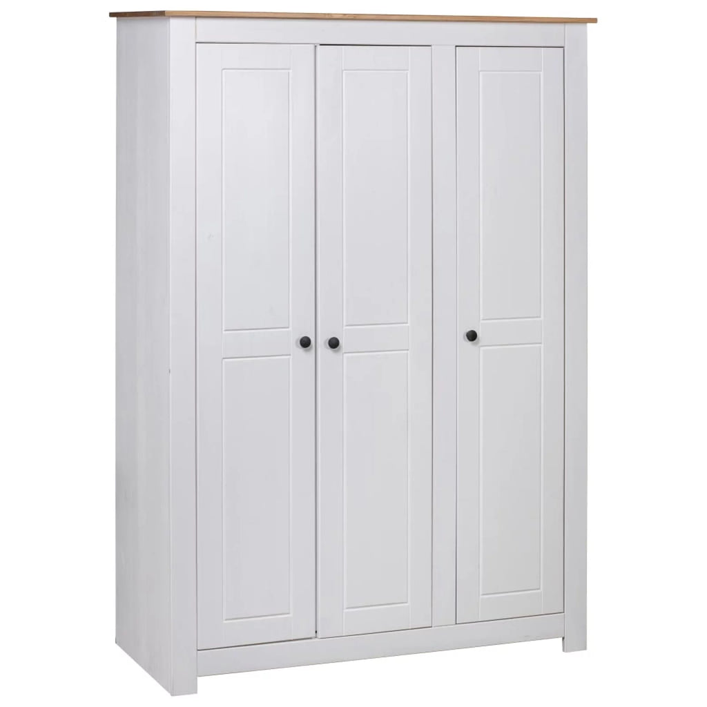 White 3-Door Pine Wardrobe I8149
