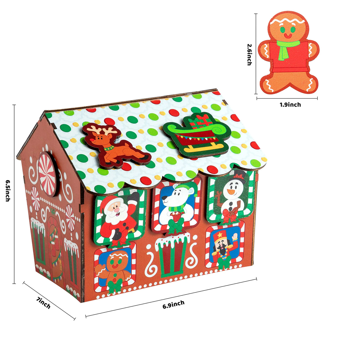 12 Day Countdown to Christmas Wooden Advent Calendar Magnetic Gingerbread House Z42758