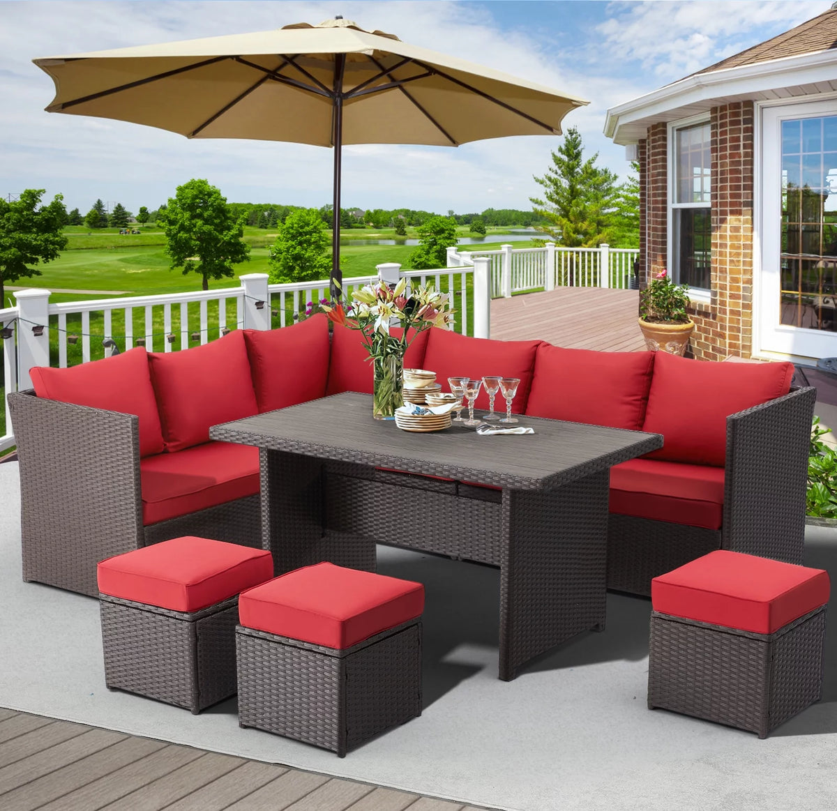 7 Piece Rattan Wicker Patio Conversation Set R6203