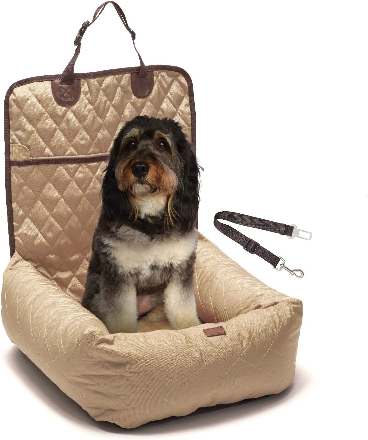 Tan Water Resistant Dog Car Booster Seat X1993