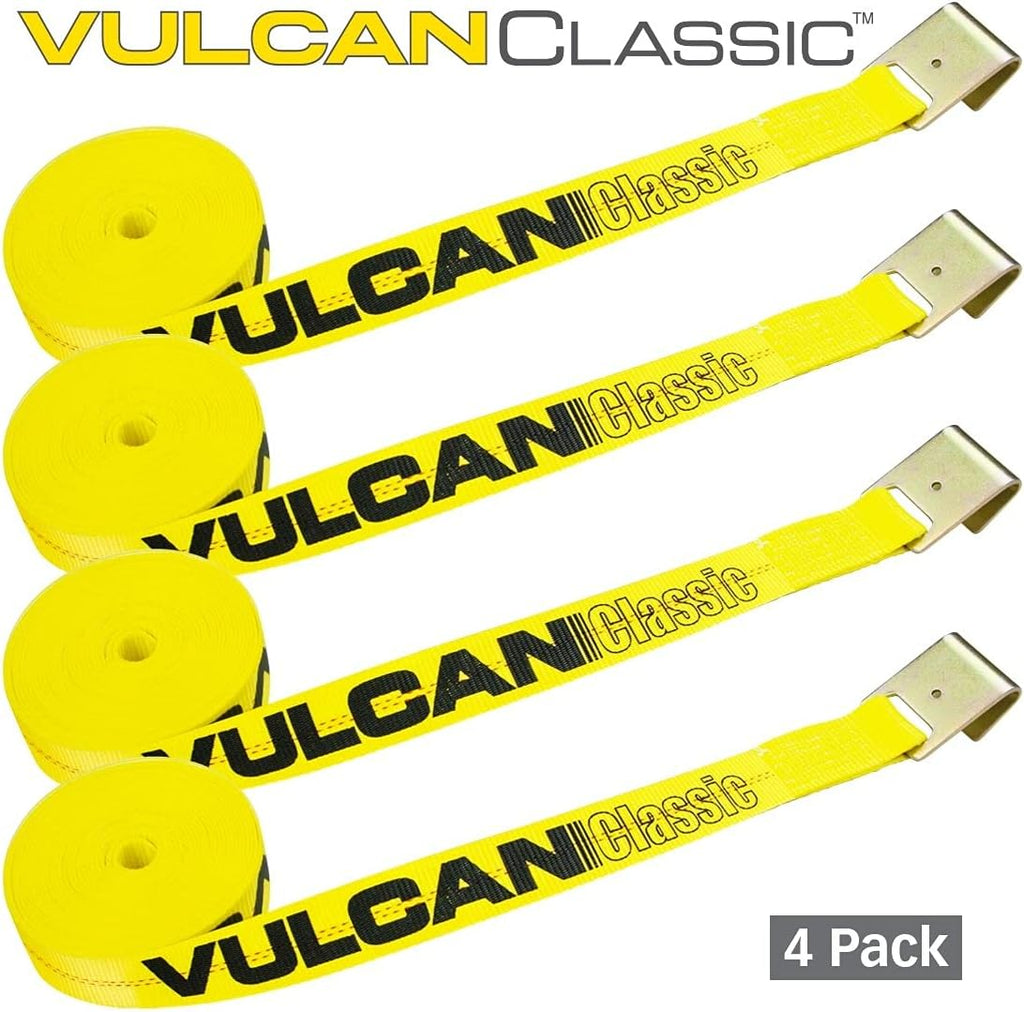 Classic Yellow 2 Inch x 30 Foot Winch Strap with Flat Hook, 4 Pack H800782