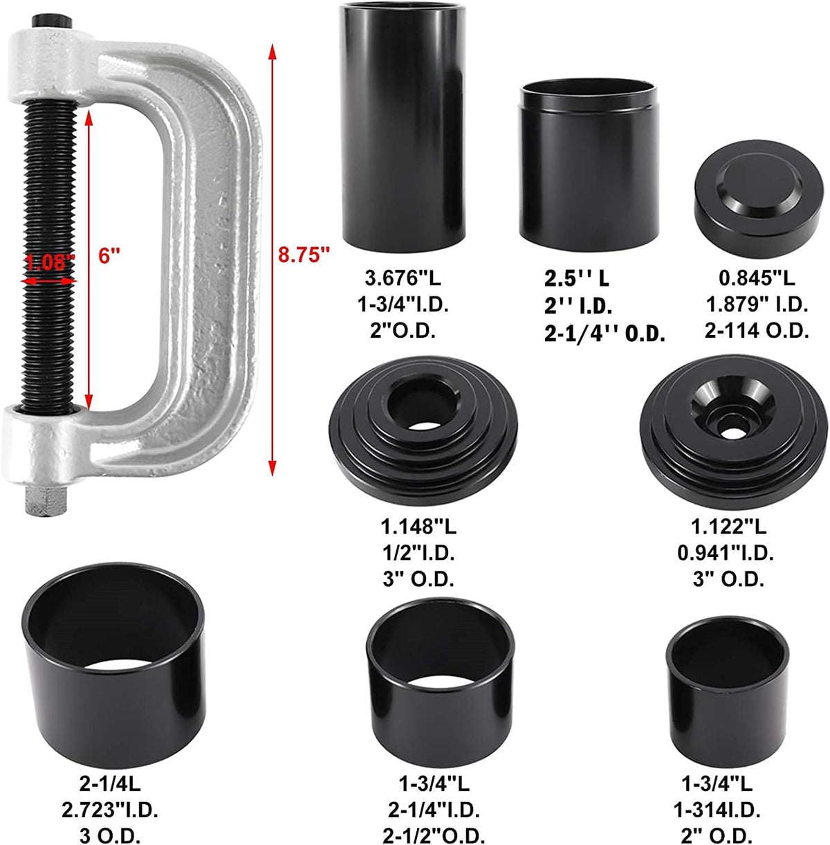 10Pcs Heavy Duty Ball Joint Press U Joint Tool Kit with 4 Adapters R6692