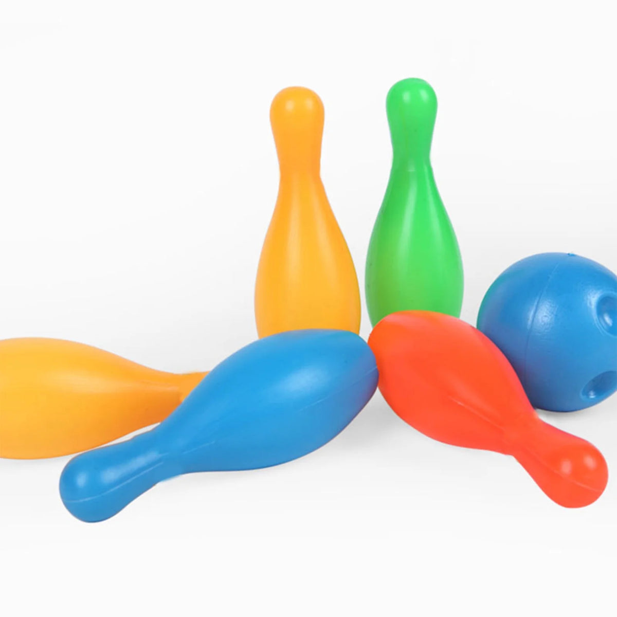 12Pcs/Set Solid Color Bowling Game Toy, Pin Height 4.33 inch, Ball Dia 2.17 inch L62685