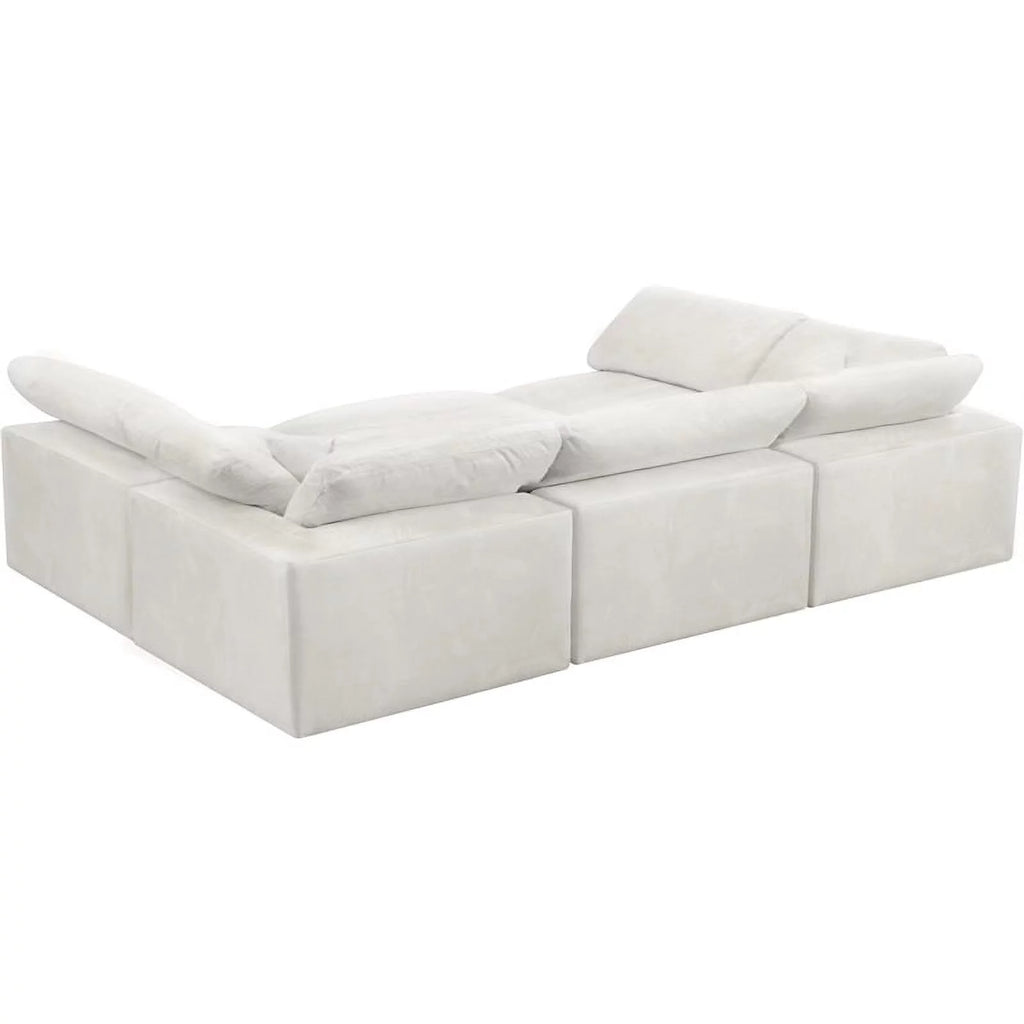 Velvet Down Filled Modular Sectional Sofa in Cream U1807