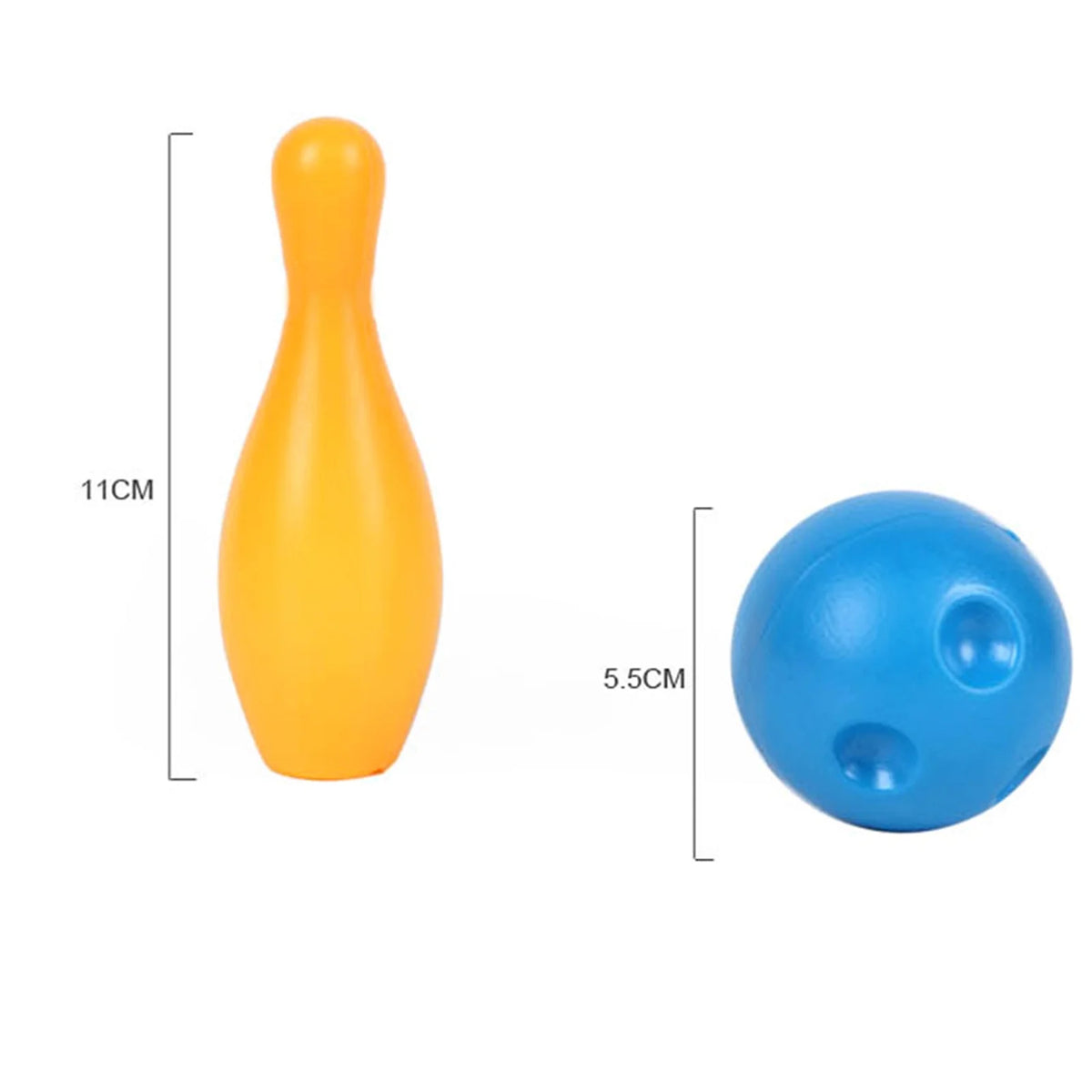 12Pcs/Set Solid Color Bowling Game Toy, Pin Height 4.33 inch, Ball Dia 2.17 inch L62685