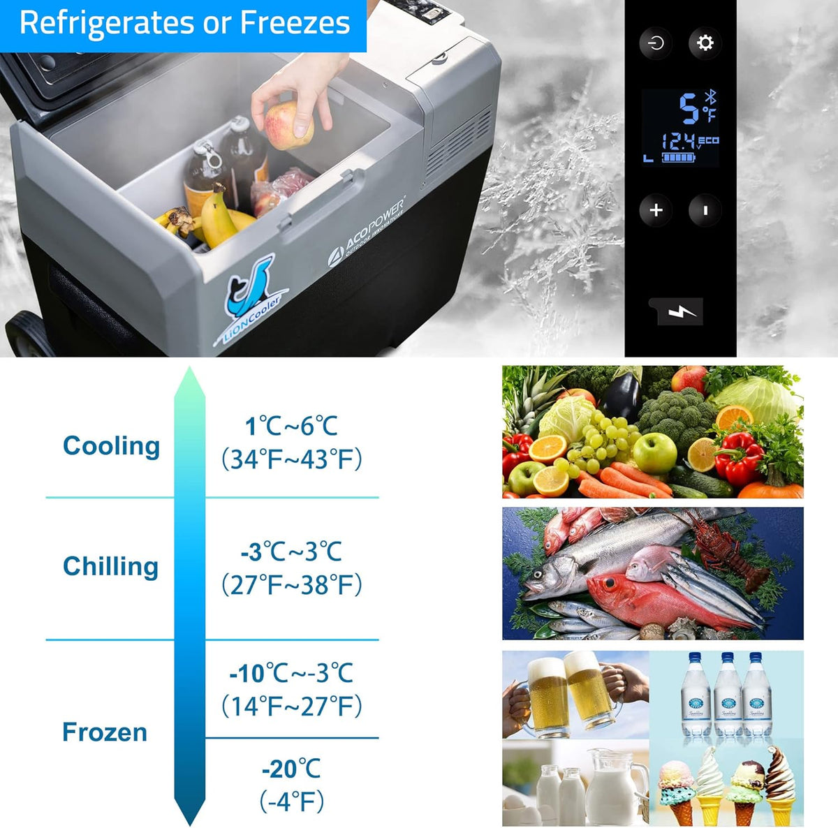 32 Quarts Portable Refrigerator with Rechargeable Battery U591357