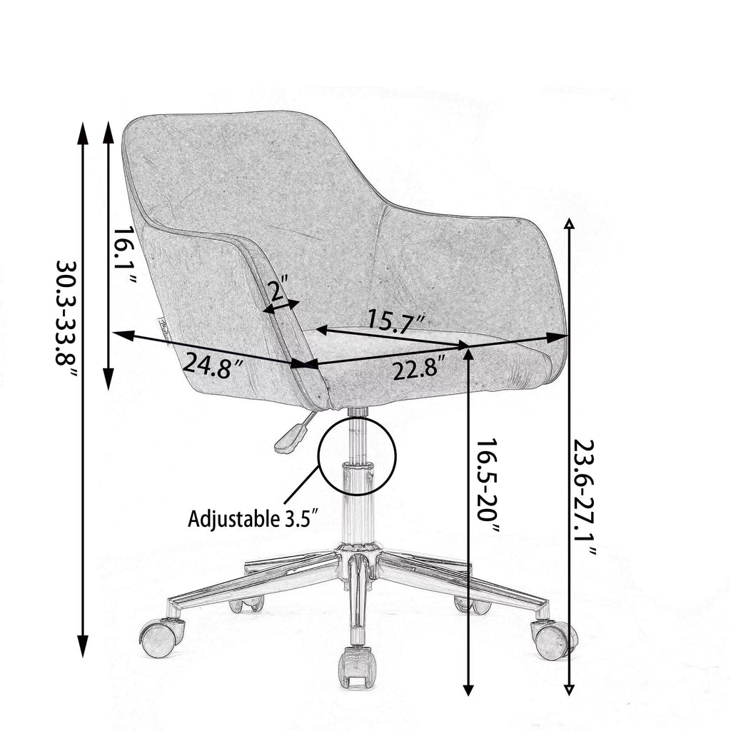 Yellow Teddy Fabric Adjustable Height Office Chair C9622