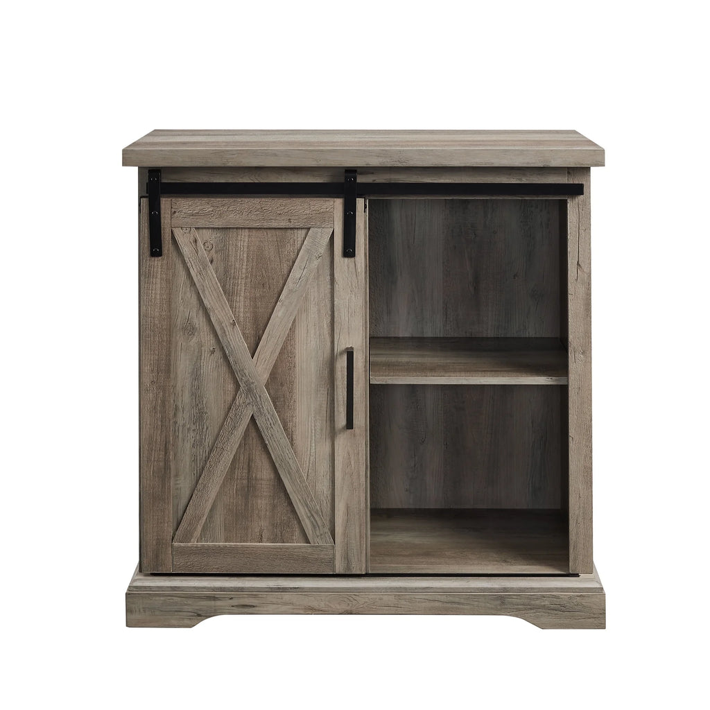 Grey Wash Sliding Barn Door Accent Cabinet N652114
