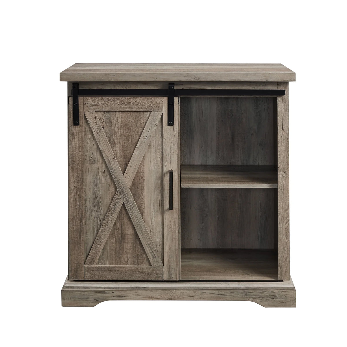 Grey Wash Sliding Barn Door Accent Cabinet N652114