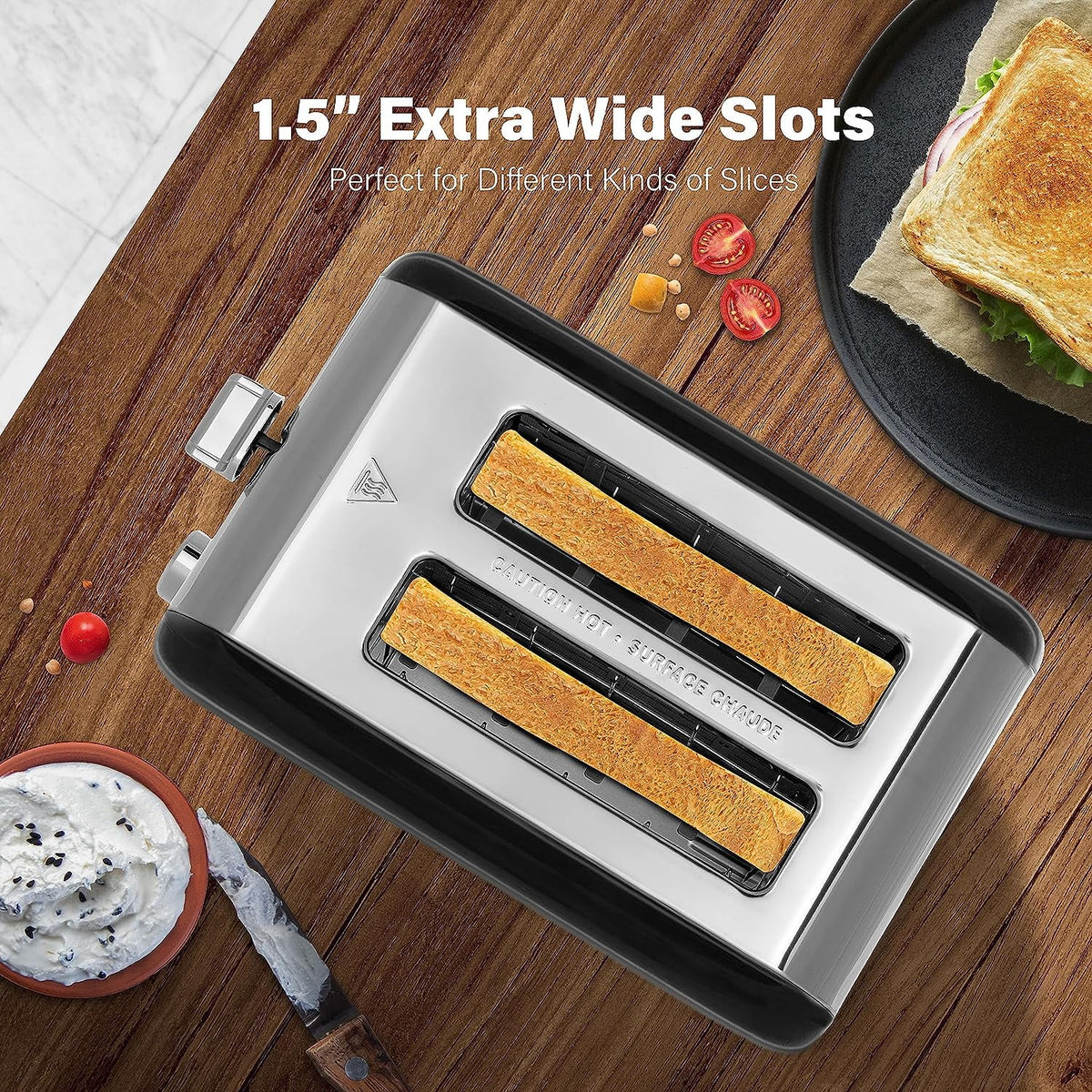 2-Slice Toaster with 1.5 inch Wide Slot, Black H480