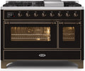 48 Dual Fuel Natural Gas Range in Glossy Black with Bronze Trim V100