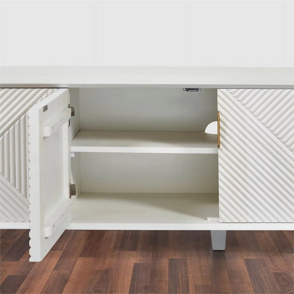 Solid Wood 68" TV Stand for TVs up to 78" White R96226