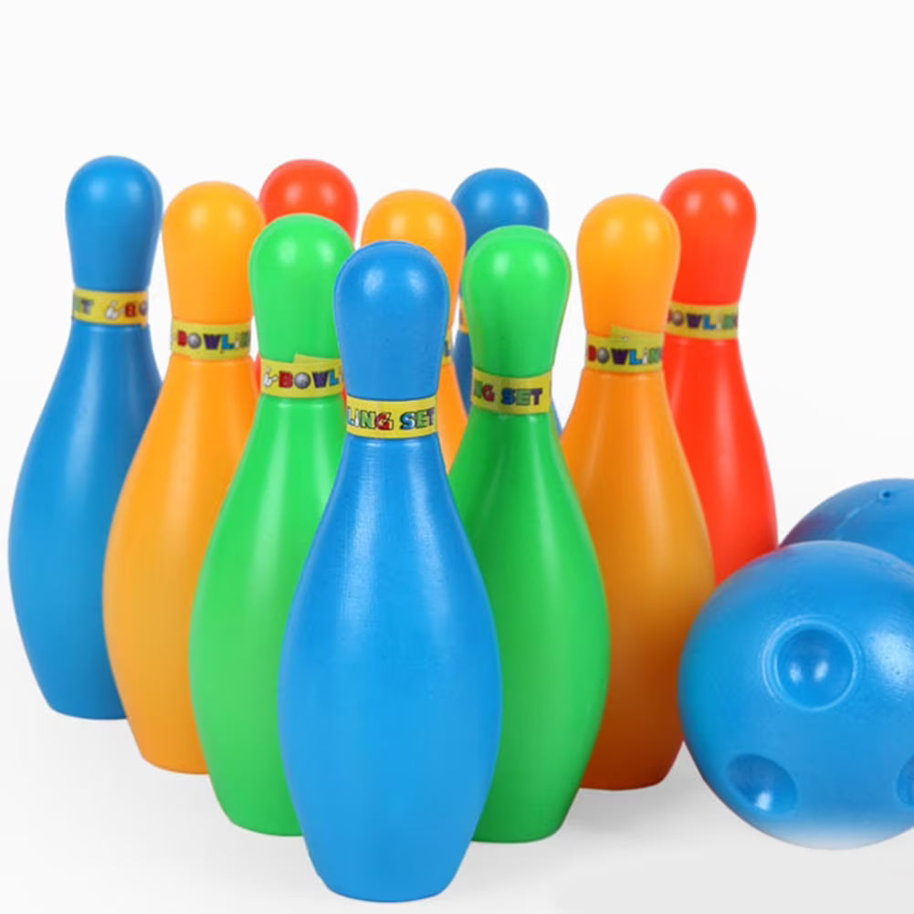 12Pcs/Set Solid Color Bowling Game Toy, Pin Height 4.33 inch, Ball Dia 2.17 inch L62685