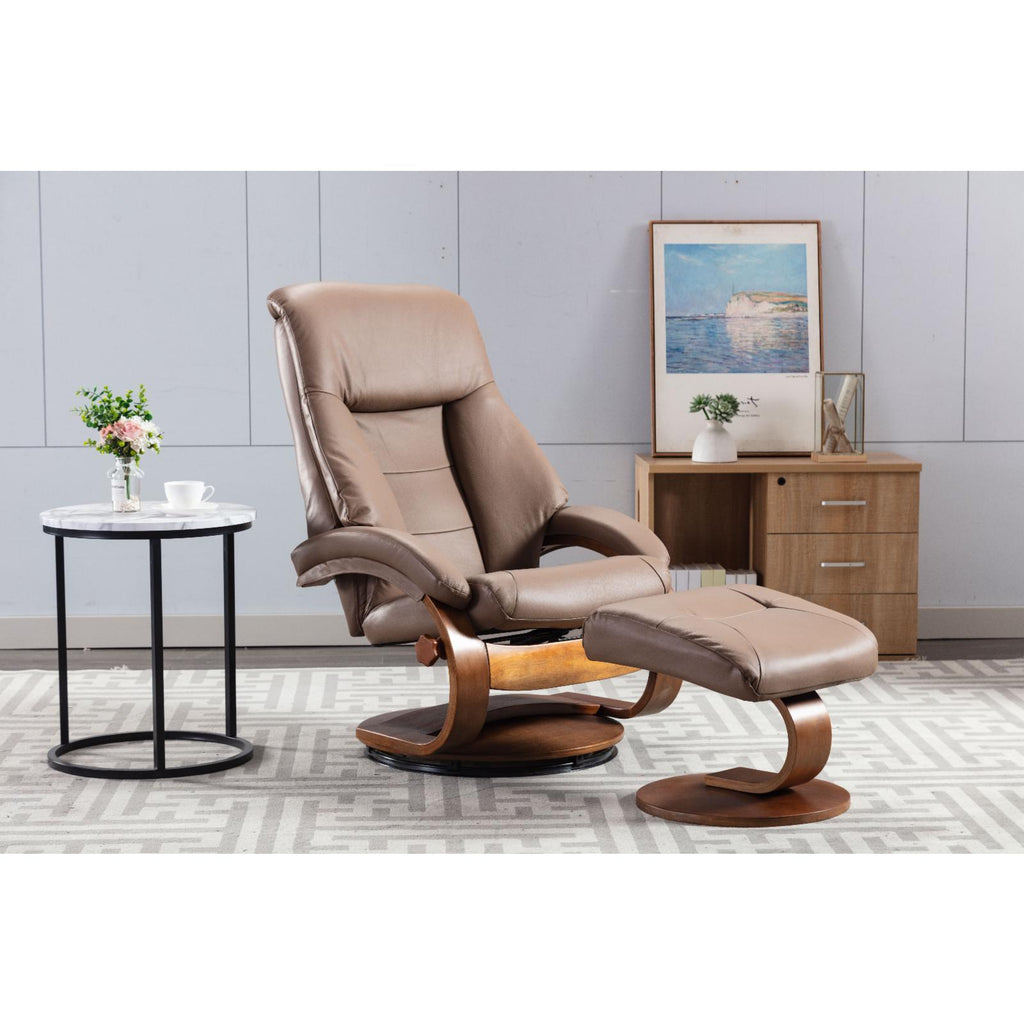 Top Grain Leather Recliner and Ottoman J156