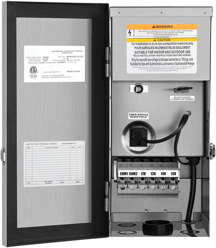 300W Multi-Tap Low Voltage Transformer, Stainless Steel Shield V305150