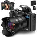 8K Digital Camera, 88MP, WiFi, Touch Screen, 16X Zoom, Autofocus, Anti-Shake, Dual Camera, 2 Batteries, 64GB Card, Flash, Lens Hood A4405