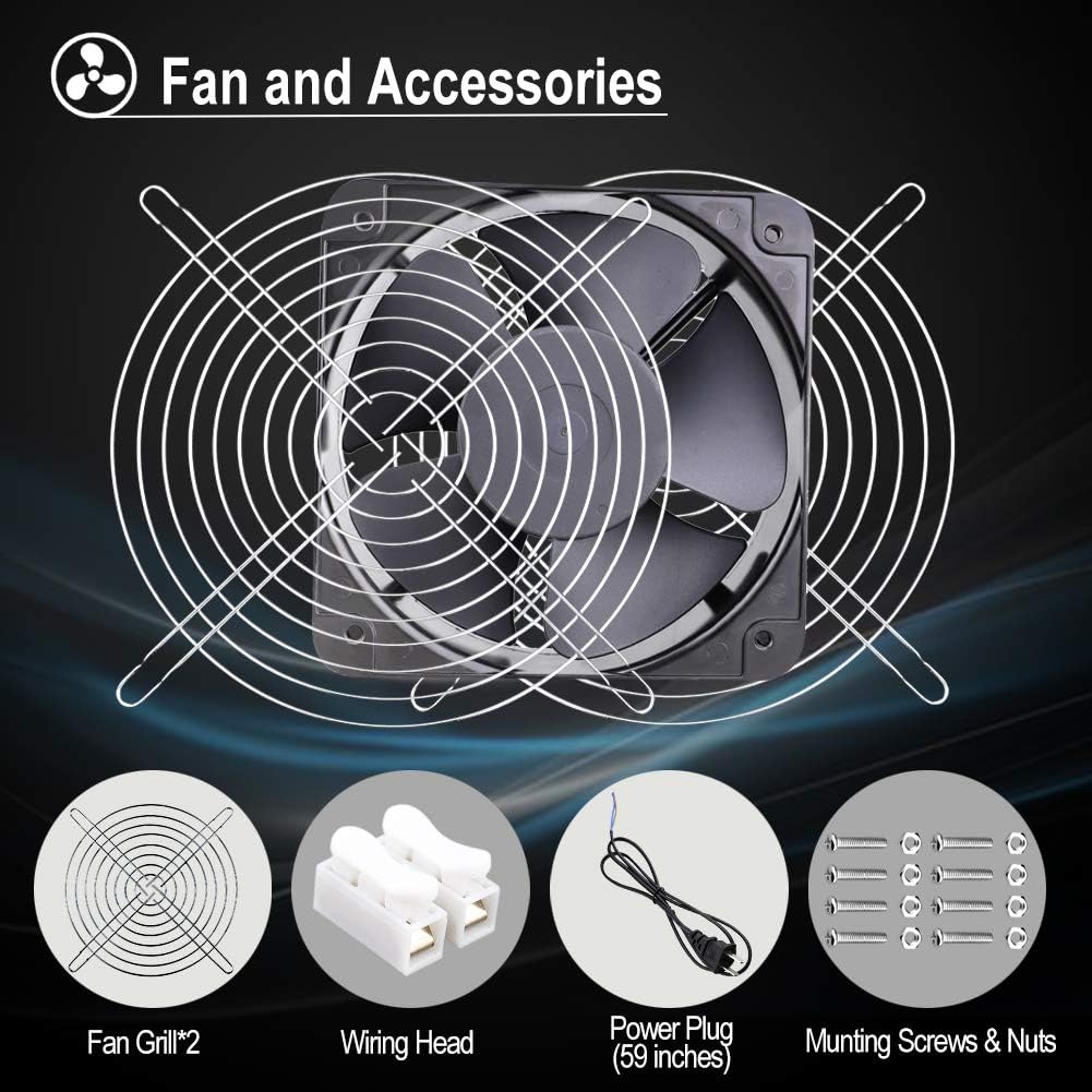 200mm x 60mm Dual Ball 110V 120V Industrial Cooling Fan Pack of 2 A841701