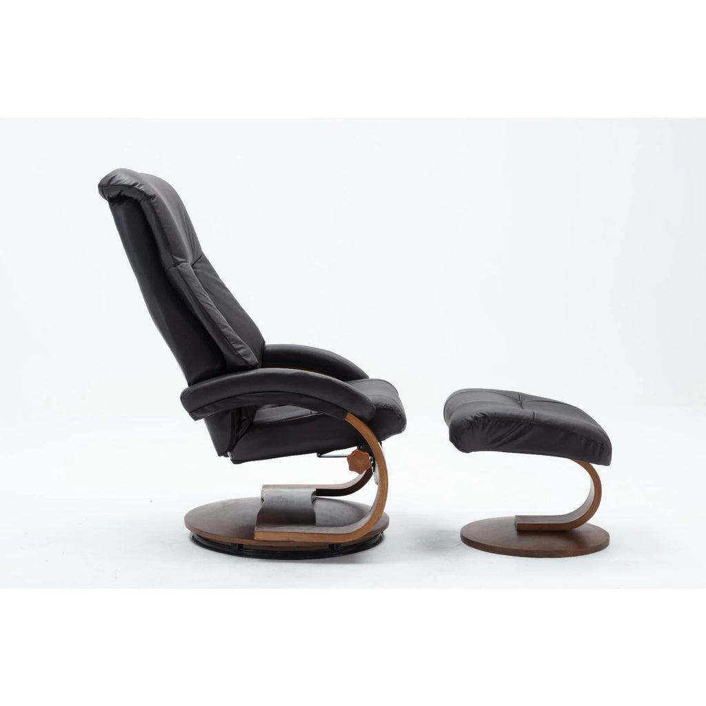 Top Grain Leather Recliner and Ottoman J156