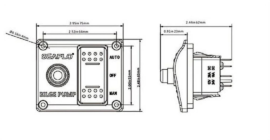 3-Way Bilge Pump Switch Panel 12v 24v with Fuse Holder R290231