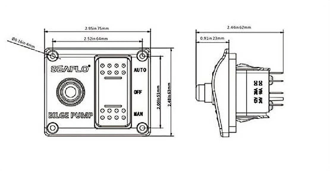 3-Way Bilge Pump Switch Panel 12v 24v with Fuse Holder R290231