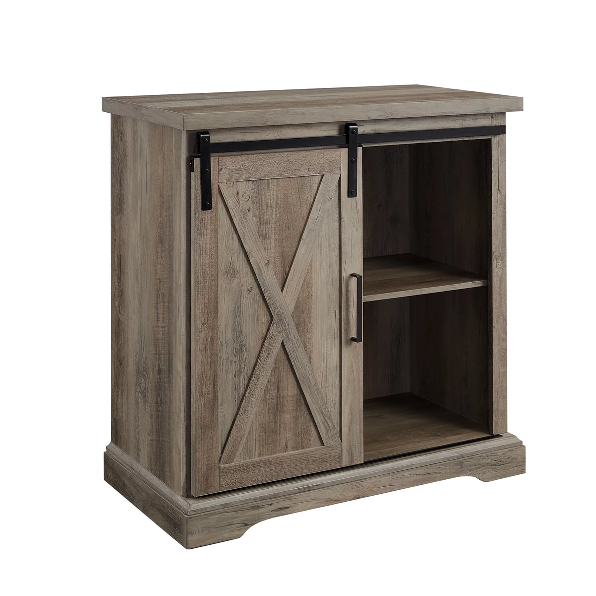 Grey Wash Sliding Barn Door Accent Cabinet N652114
