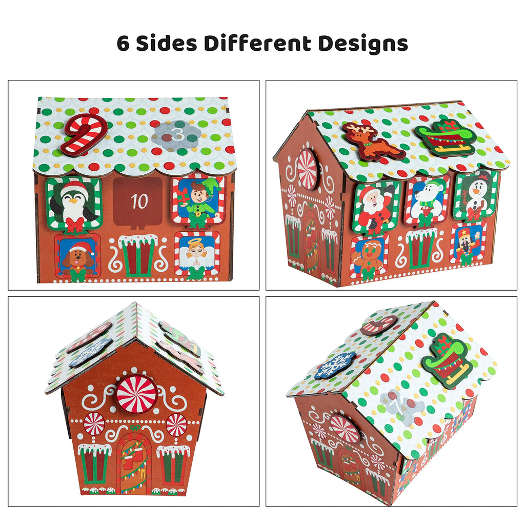 12 Day Countdown to Christmas Wooden Advent Calendar Magnetic Gingerbread House Z42758