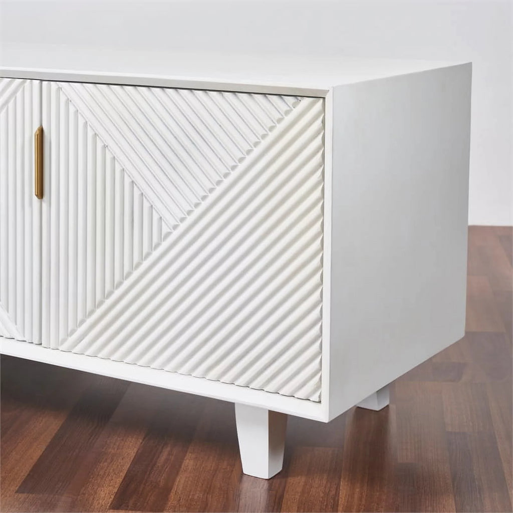 Solid Wood 68" TV Stand for TVs up to 78" White R96226