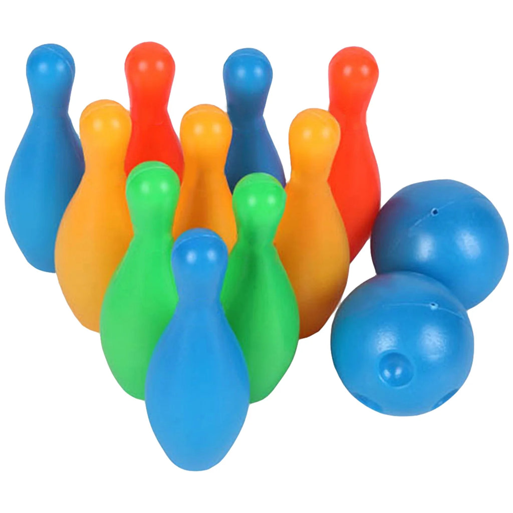 12Pcs/Set Solid Color Bowling Game Toy, Pin Height 4.33 inch, Ball Dia 2.17 inch L62685