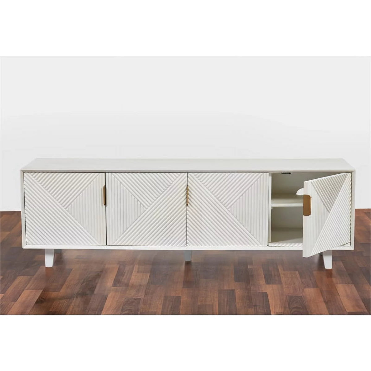 Solid Wood 68" TV Stand for TVs up to 78" White R96226