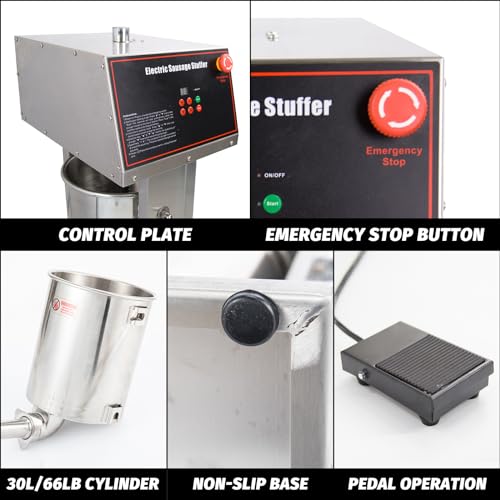 Stainless Steel Electric Sausage Stuffer 55LBS with 4 Stuffing Tubes Q8812