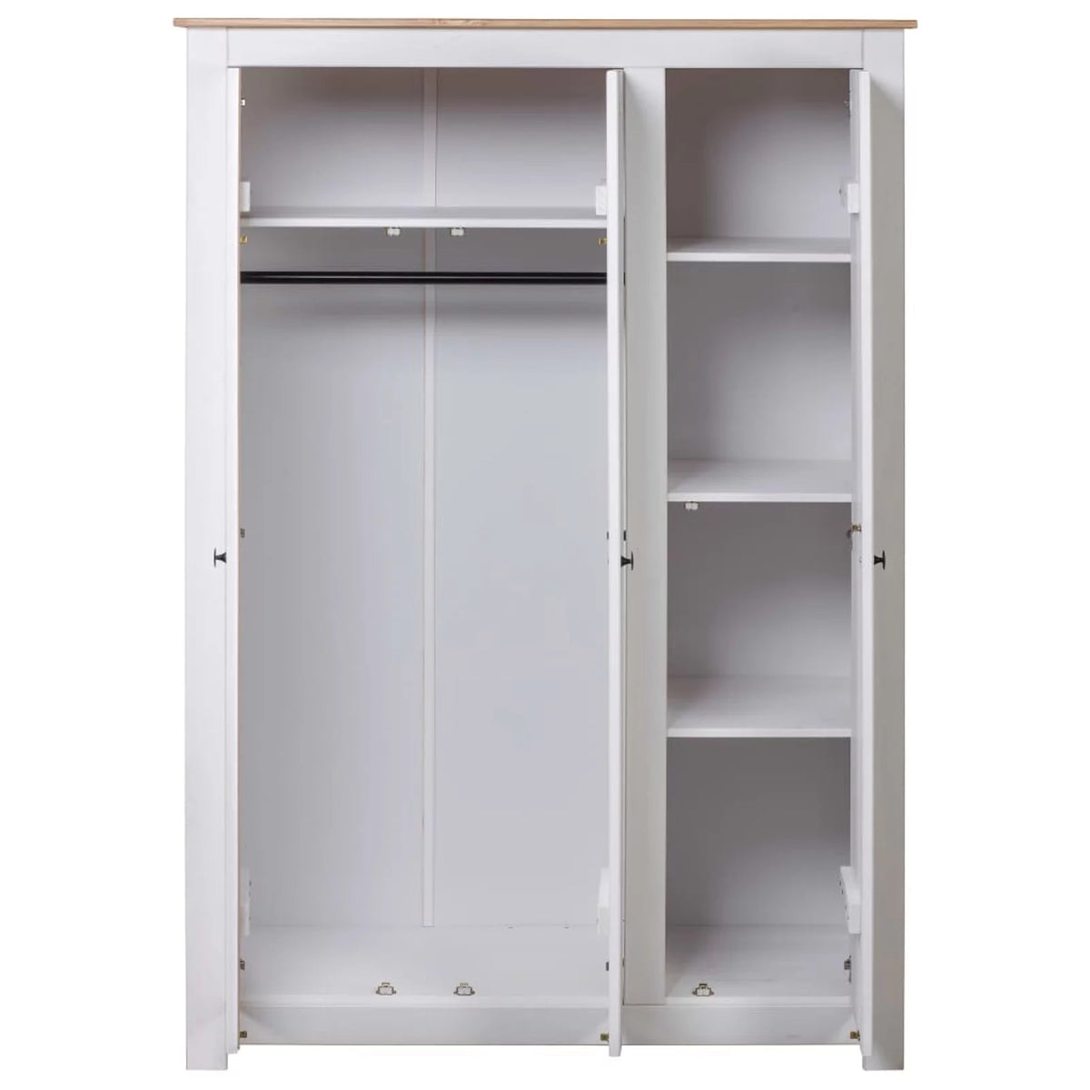 White 3-Door Pine Wardrobe I8149