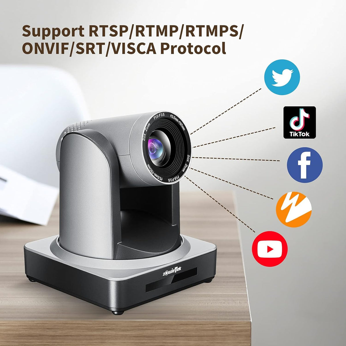 White PTZ IP Camera with Simultaneous HDMI and 3G-SDI Outputs S39414