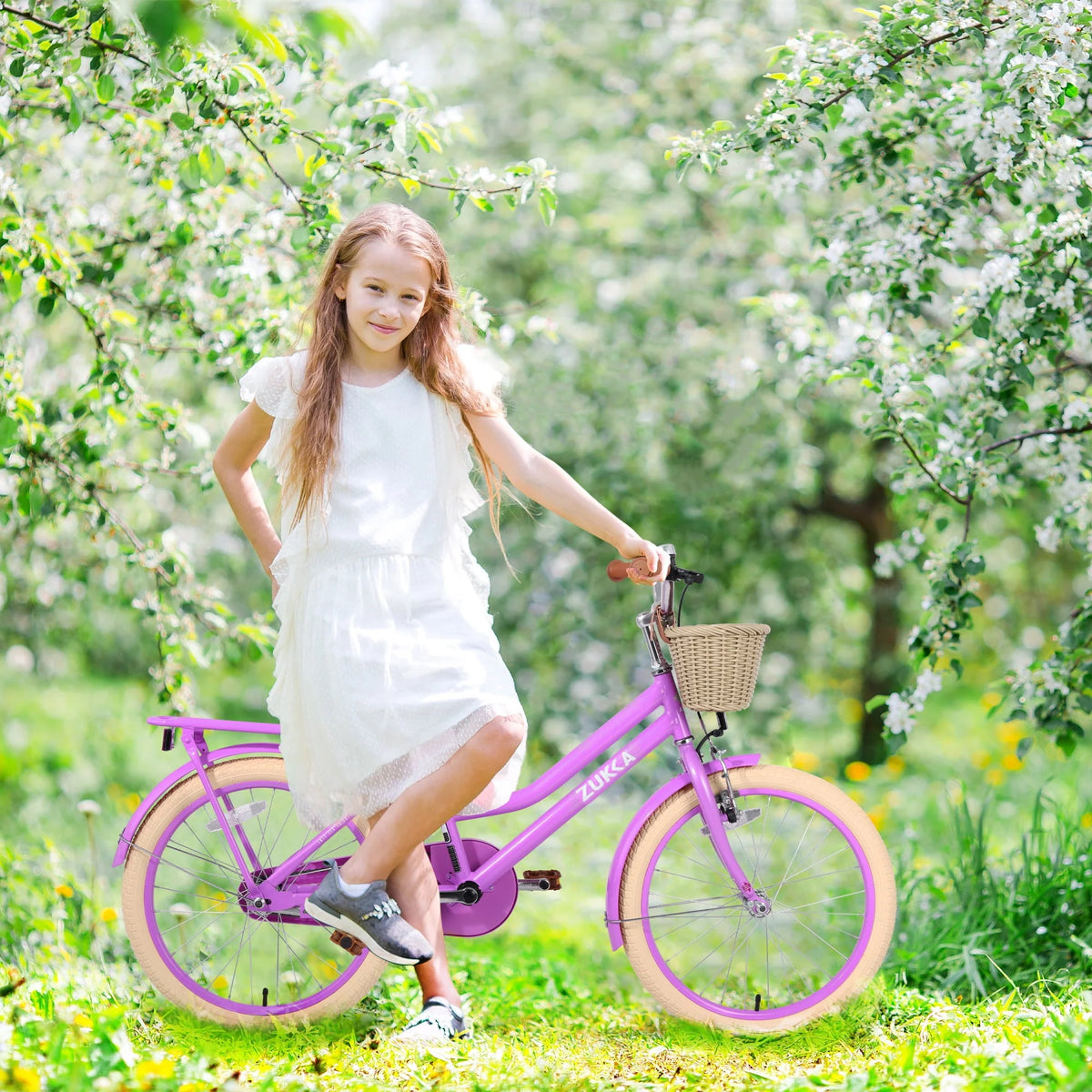 Kids Bike with Woven Basket White W730