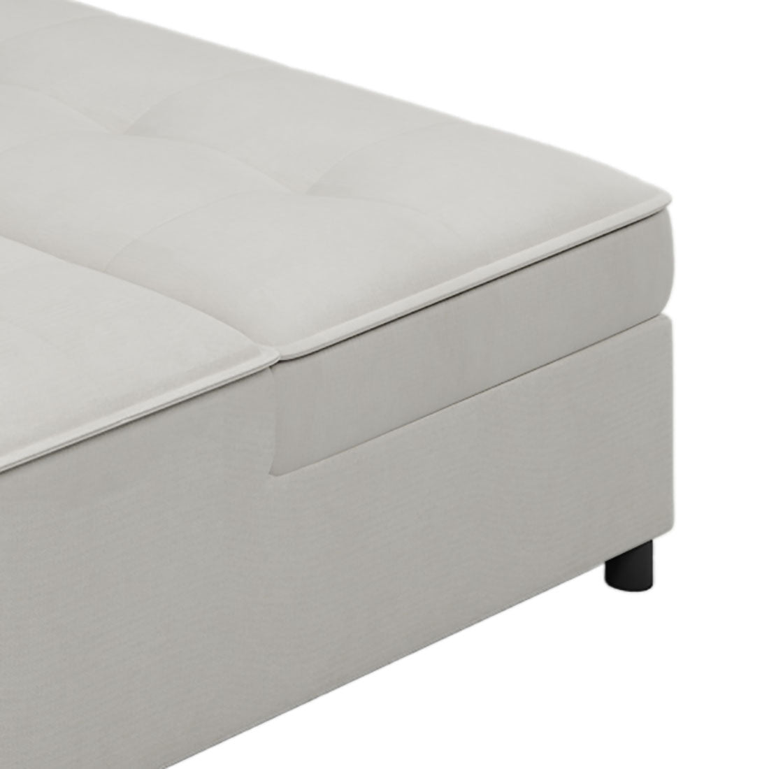 White Linen Fabric Convertible Chair with Charging Station and Side Pocket S37339
