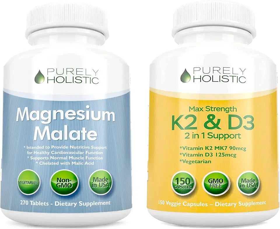 Magnesium Malate 400mg Vitamin D3 K2 270 Tablets 150 Capsules Vegetarian N958