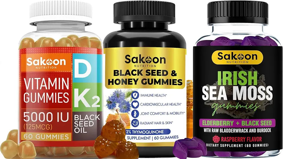 Irish Sea Moss Black Seed Oil Vitamin D3 K2 Gummies K66228
