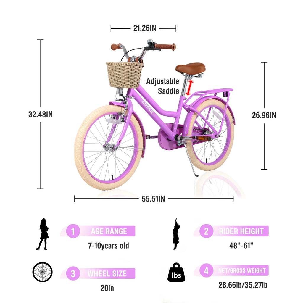 Kids Bike with Woven Basket White W730