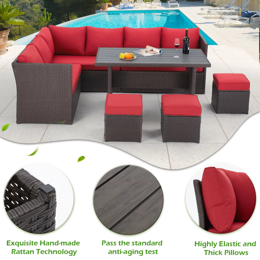 7 Piece Rattan Wicker Patio Conversation Set R6203