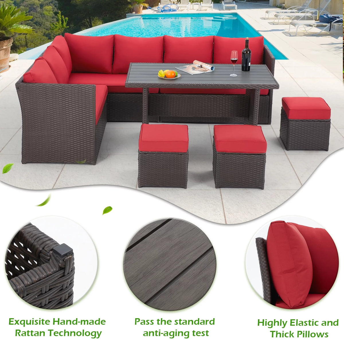 7 Piece Rattan Wicker Patio Conversation Set R6203