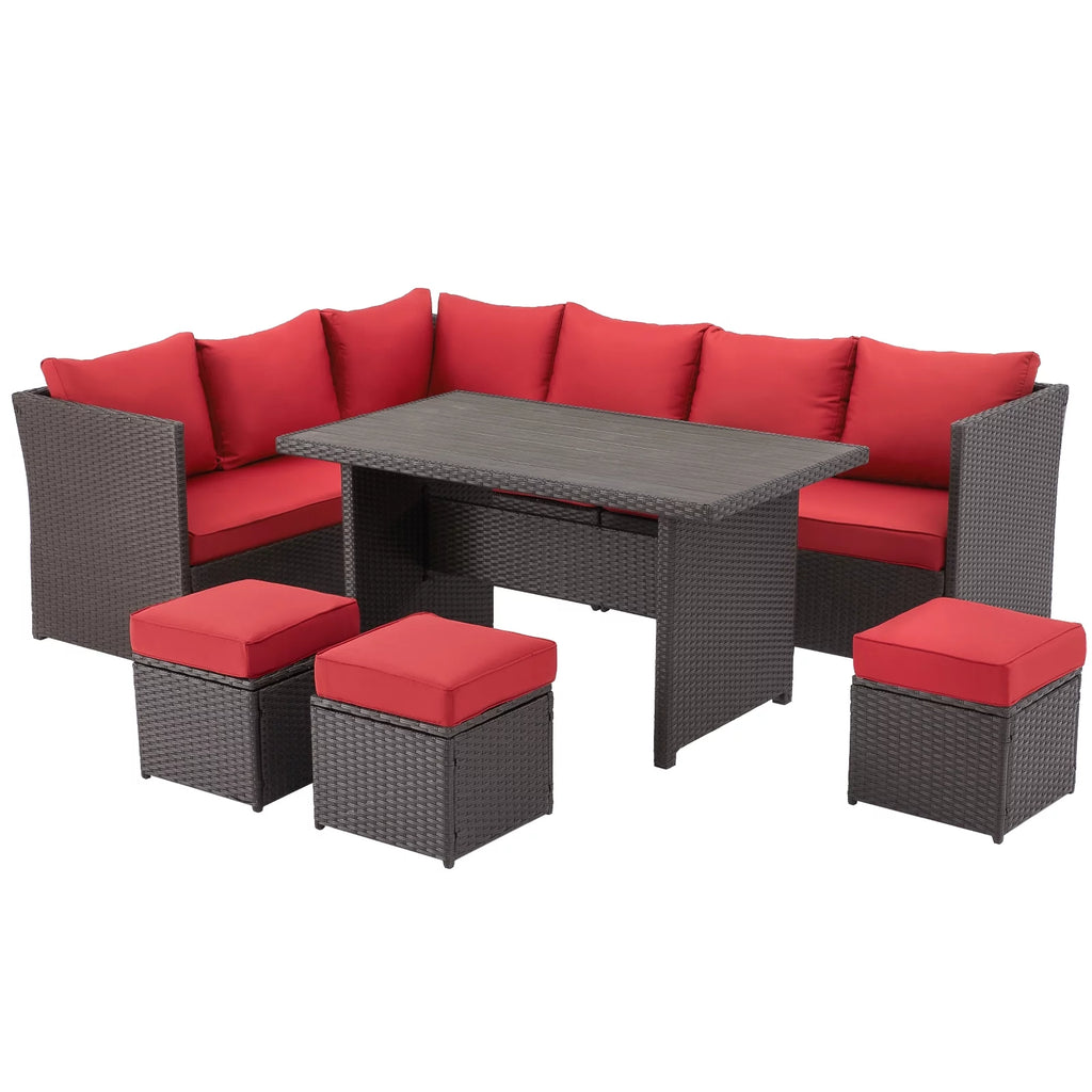 7 Piece Rattan Wicker Patio Conversation Set R6203