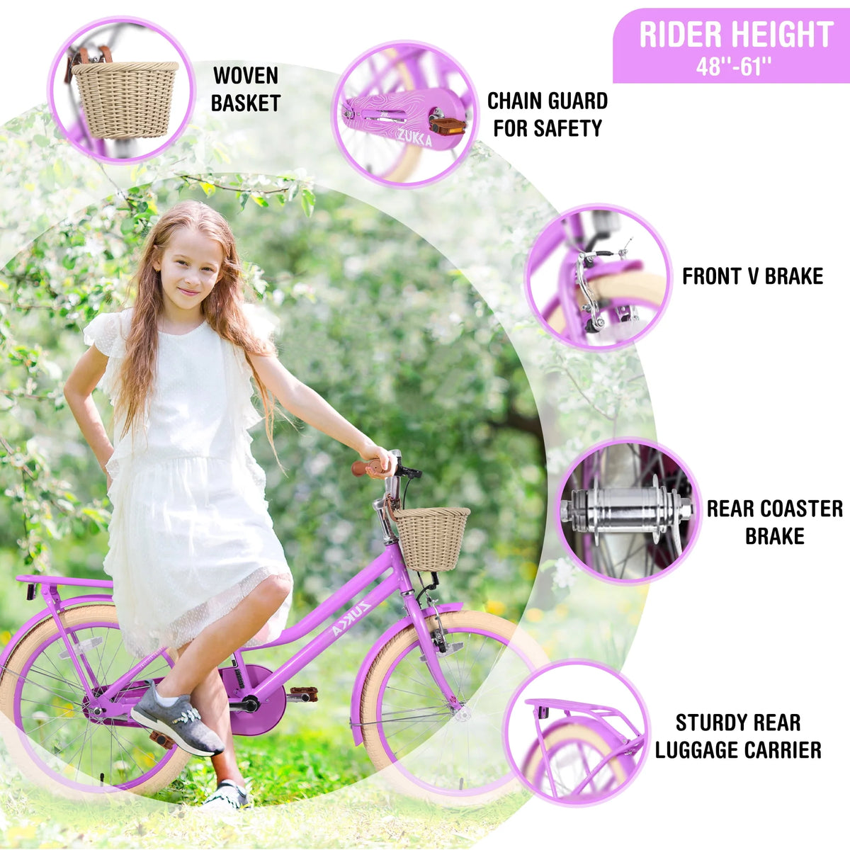 Kids Bike with Woven Basket White W730