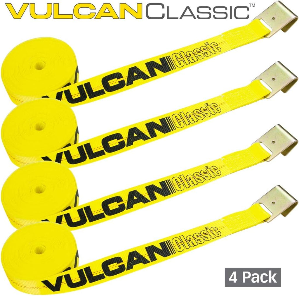 Classic Yellow 2 Inch x 30 Foot Winch Strap with Flat Hook, 4 Pack H800782