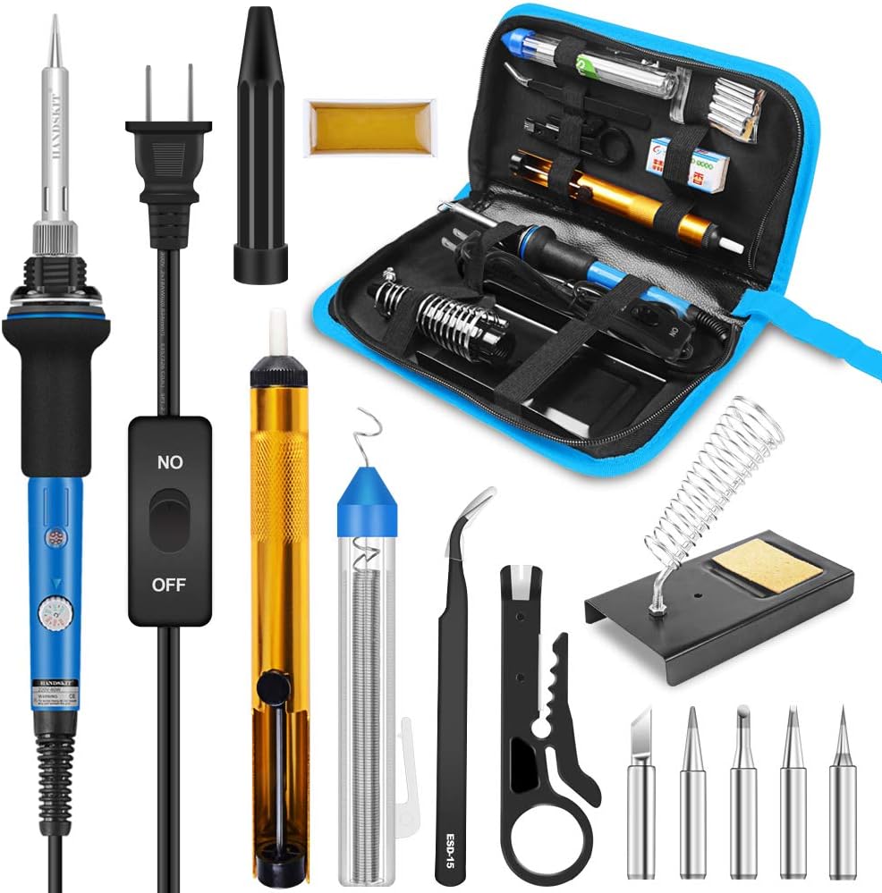 60W Adjustable Temperature Soldering Iron Kit with Carry Bag L55499