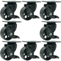8 All Black Metal Swivel Plate Caster Wheels with Brake B366