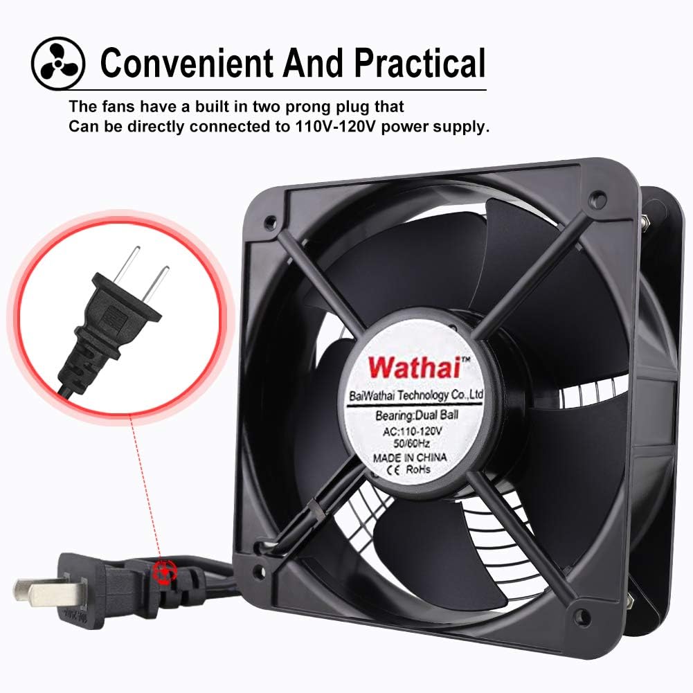 200mm x 60mm Dual Ball 110V 120V Industrial Cooling Fan Pack of 2 A841701