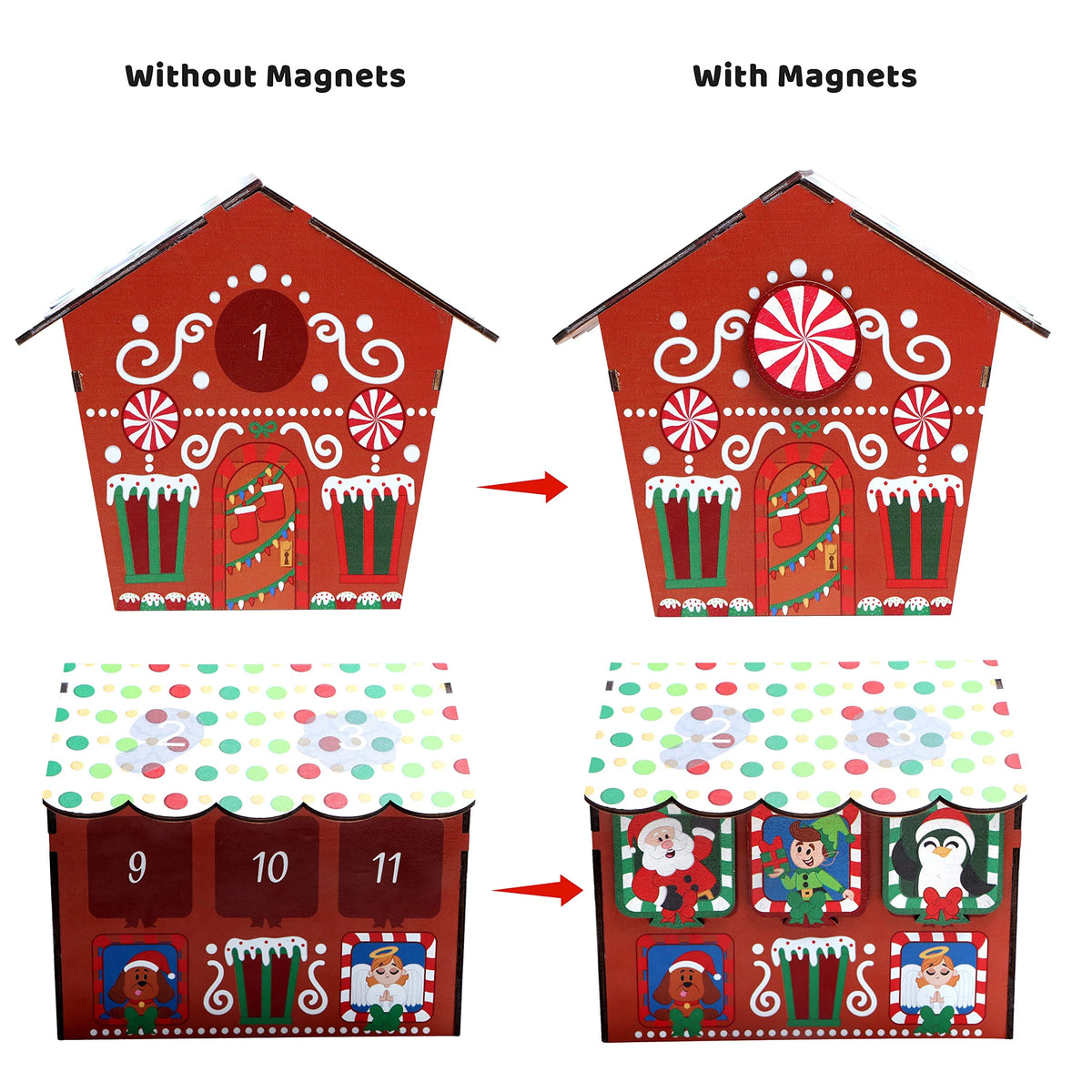 12 Day Countdown to Christmas Wooden Advent Calendar Magnetic Gingerbread House Z42758