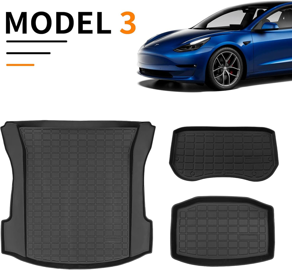 Set of 6 All Weather Frunk Mats for Tesla Model 3 V99025