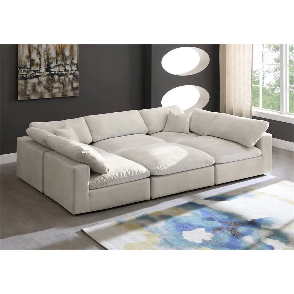 Velvet Down Filled Modular Sectional Sofa in Cream U1807